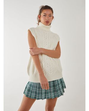 Pink Vanilla Sleeveless Knit Turtleneck - White