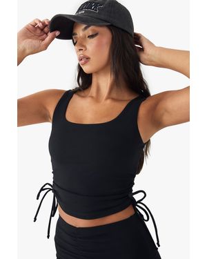 DSGN Studio Ultra Sculpt Ruched Side Vest Top - Black