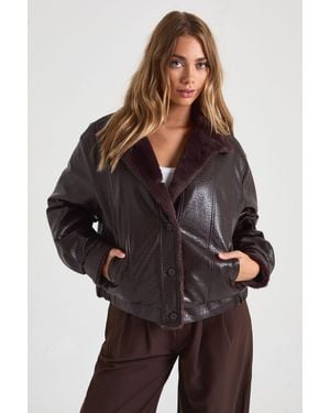 Boohoo Borg Lined Aviator - Black