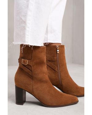Where's That From 'North' Block Heel Boot With Buckle Detail - White