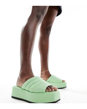 Simply Be Wide Fit Flatform Sandals - Green