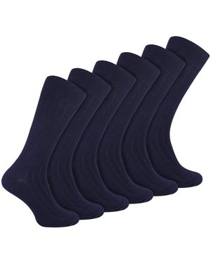 Sock Snob Plain Coloured Cotton Rich Ribbed Dress Socks - Blue