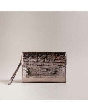 Ted Baker Accessories Crocey Croc Effect Envelope Clutch Bag - Natural