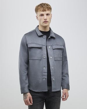 River Island Overshirt Regular Fit Faux Suede - Blue