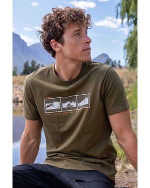 Mountain Warehouse '3 Peaks' Printed Tee Cotton Breathable Casual T-Shirt - Green