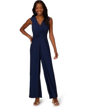Adrianna Papell Twist Front Overlay Jumpsuit - Blue