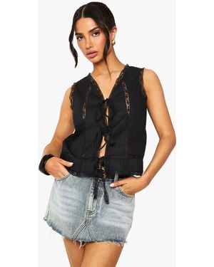 Boohoo Petite Lace Trim Cami - Blue