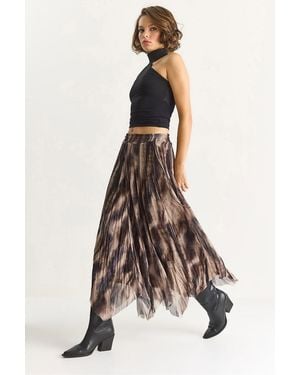 Bianco Lucci High Waist Asymmetric Midi Skirt - Natural