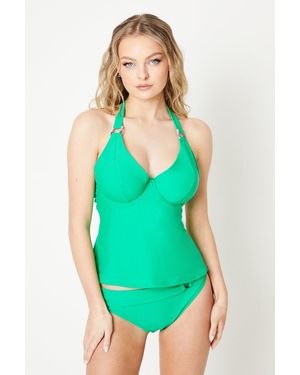 Gorgeous Dd+ Plunge Tummy Control Tankini Top - Green