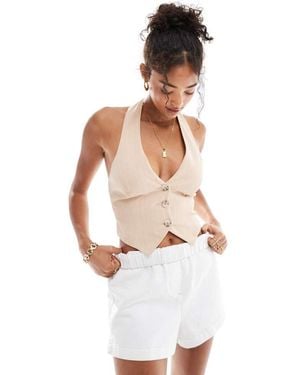 Miss Selfridge Halter Waistcoat - White