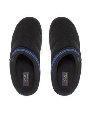Ralph Lauren Button Scuff Slippers - Black
