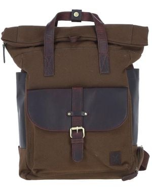 Fenland Sheepskin Real Leather X Canvas Backpack - Brown