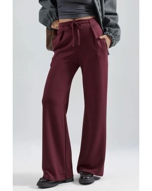 Hiccup Modal Touch Pleated Palazzo Trousers - Red