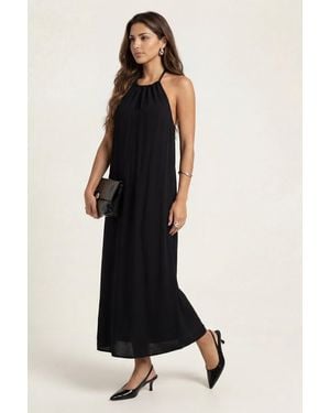 Urban Bliss Braided Neck Trim Maxi Dress - Black