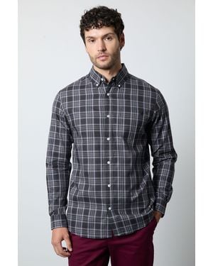 MAINE Check Long Sleeve Shirt Cotton - Blue