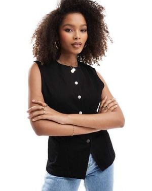 ASOS Longline Denim Waistcoat - Black