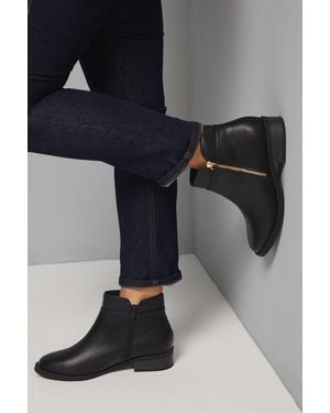 Good for the Sole Wide Fit Mira Material Mix Zip Low Heel Ankle Boots - Black