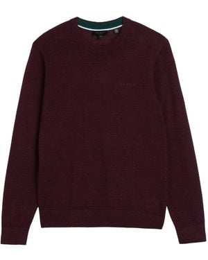 Ted Baker Liblo Merino Branded Crewneck Jumper - Purple