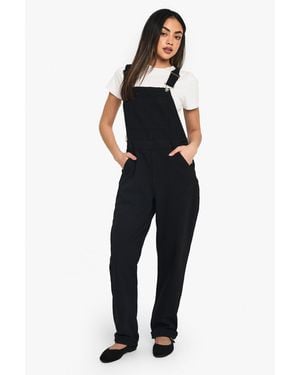 Boohoo Boyfriend Denim Dungarees - Blue
