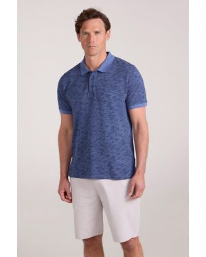 Mountain Warehouse 'Dawnay Pique' Slub Textured Polo Shirt Comfy Casual T-Shirt Cotton - Blue