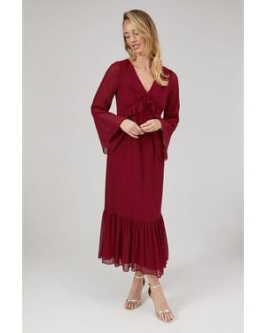 Debut London By Coast Kimono Sleeve Tiered Hem Georgette Midi Dress