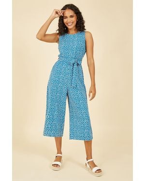 Mela London Ditsy Daisy Sleeveless Culotte Jumpsuit - Blue