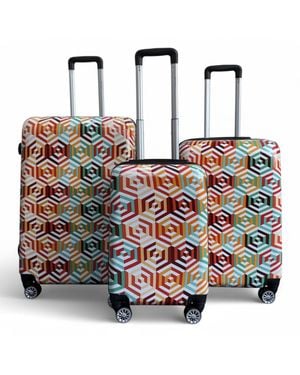 Infinity Leather Expandable Hard Shell Ombre Colourful 8 Wheels Suitcase Print Luggage Set - Multicolour