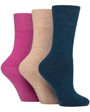 Gentle Grip 3 Pack Ladies Wool Boot Socks Warm Cushioned Hiking Crew - Blue