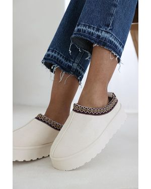Where's That From Wheres 'Quincy' Cosy Faux-Suede Fur Lining Platform Slipper - Blue