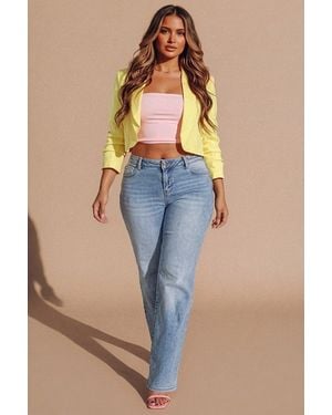 Femme Luxe Cropped Lightweight Blazer- Tenzy - Blue
