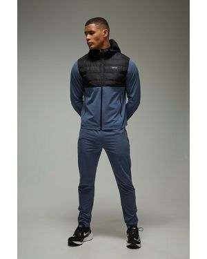 BoohooMAN Active Quilted Regular Fit Tracksuit - Blue