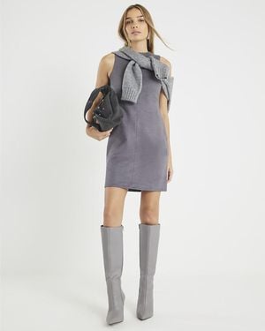 River Island Mini Shift Dress Faux Suede - Grey