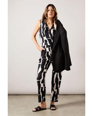 Wallis Geo Jersey Wrap Jumpsuit - Black