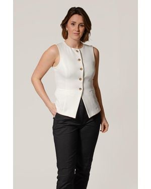 New Look Tailored Waistcoat Round Neck - White