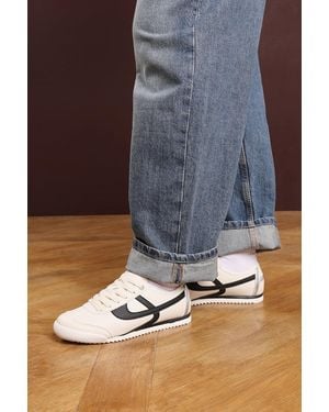 Where's That From 'Caia' Court Lace Up Trainer With Stripe Detail Faux Leather - Blue
