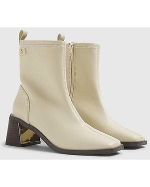 River Island Sock Boots Block Heel Stretch Pu - Natural