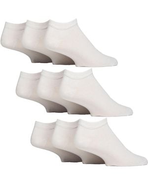 Gentle Grip 9 Pack Diabetic Trainer Socks, Swollen Feet Wide Ankle - White