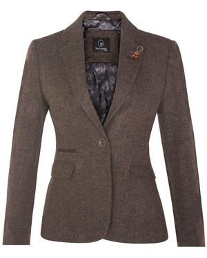 TruClothing Tweed 1920S Herringbone Blazer Canvas - Brown