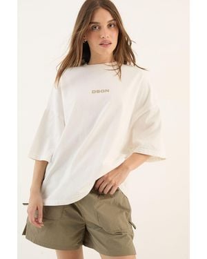 DSGN Studio Heavyweight Washed Oversized Short Sleeve T-Shirt - Natural