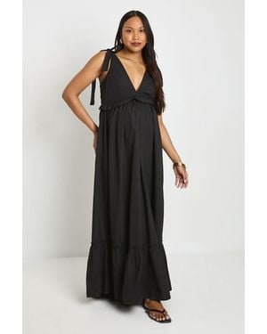 Boohoo Maternity Bow Shoulder Maxi Dress - Black