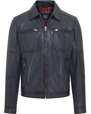 Infinity Leather Classic Biker Jacket - Blue