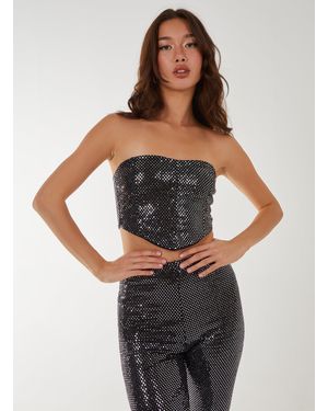 Pink Vanilla Mirrored Corset Bandeau - Grey