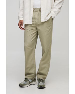 BoohooMAN Relaxed Fit Lightweight Chino Trousers - Natural