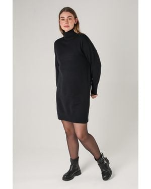 French Connection Cosy Roll Neck Long Sleeve Mini Dress - Black
