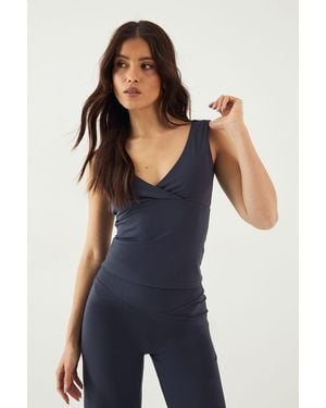 DSGN Studio Sculpt Wrap Front Padded Vest Top - Blue