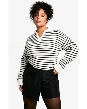 Boohoo Plus Belt Detail Wrap Skort - White