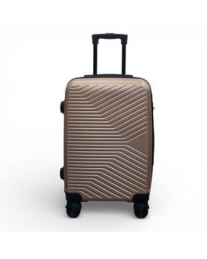 Infinity Leather Golden Hard Shell Cabin 48 X 37 X 20 Cm Secure Luggage Suitcase - Brown