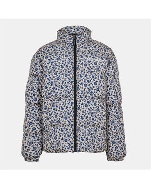 NY Concept Conc Barque Floral Patterned Puffer Jacket With Zipped Pocket - Blue