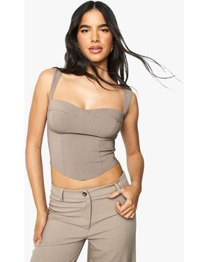 Boohoo Bengaline Cup Detail Corset Top - Multicolour