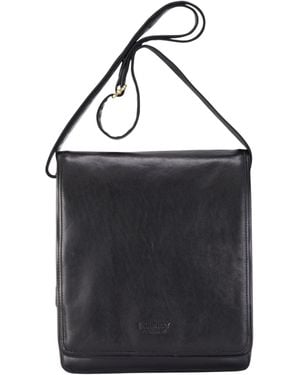 Infinity Leather Vintage Messenger Shoulder Crossbody Travel Business Bag - Black